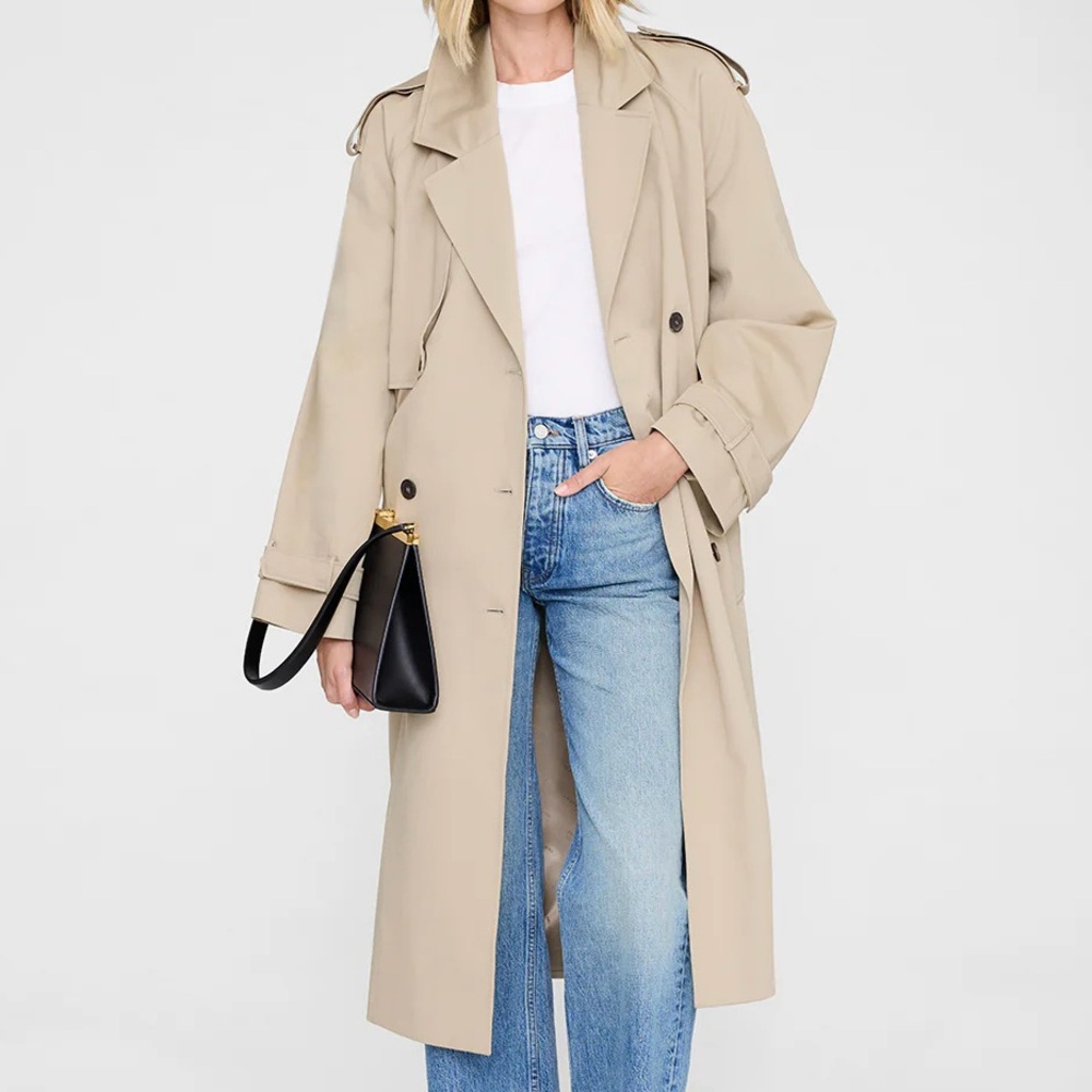 Brand New- Anine Bing Rickie Maxi Trench Coat in Beige 🧥🤍 - Picture 11 of 12